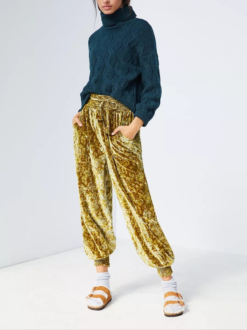 Velvet Jogger Pants in Golden Yellow Anthropologie